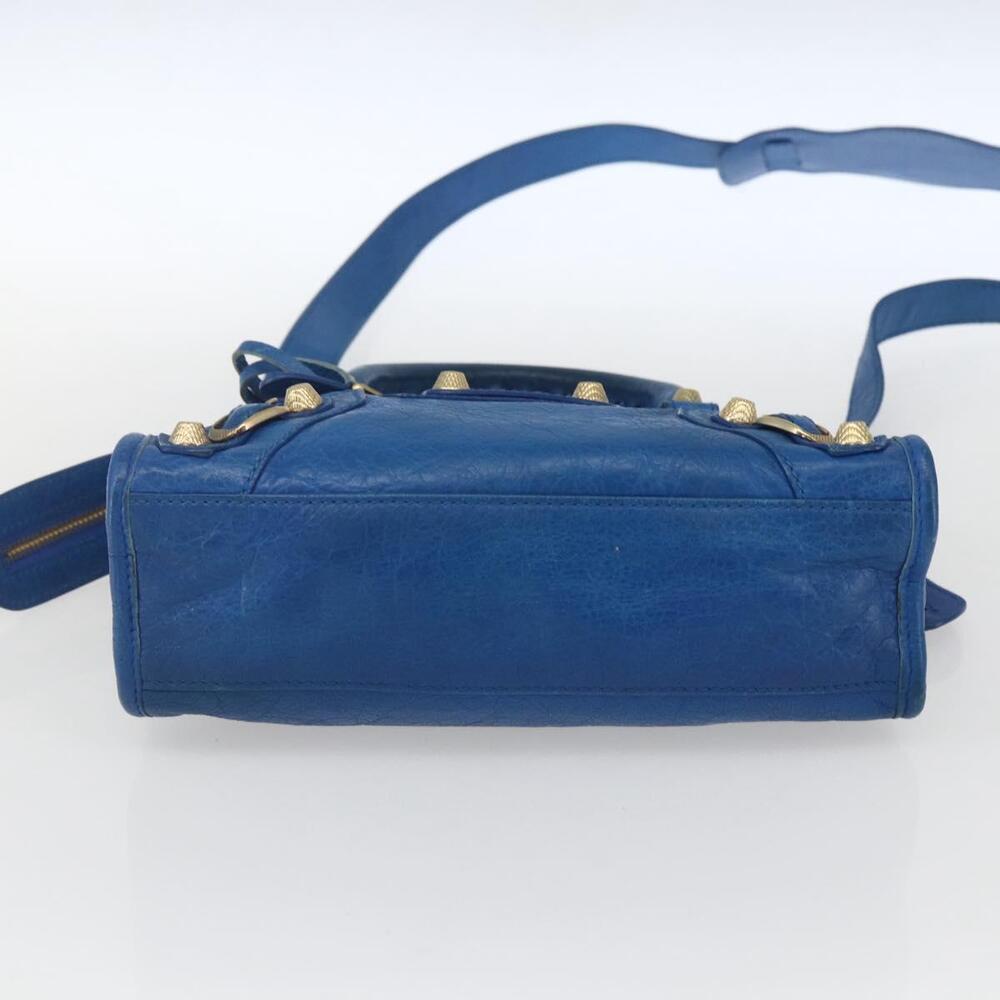 BALENCIAGA Giant Mini City Hand Bag Leather 2way Blue Gold 309544 Auth am10173V - Picture 5 of 16